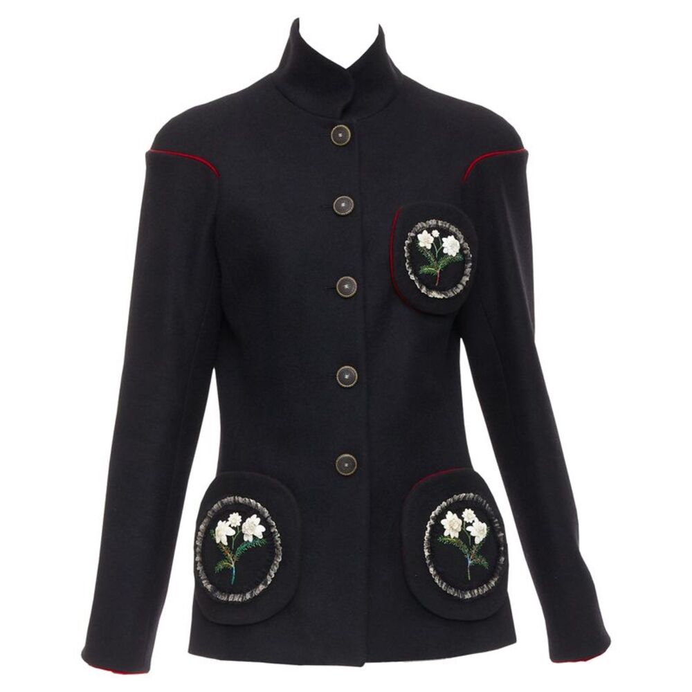 Chanel Flower Embroidery Wool Coat